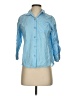 Stella Parker Stripes Blue 3/4 Sleeve Button-Down Shirt Size S - photo 1