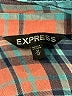 Express 100% Rayon Plaid Teal 3/4 Sleeve Blouse Size M - photo 4
