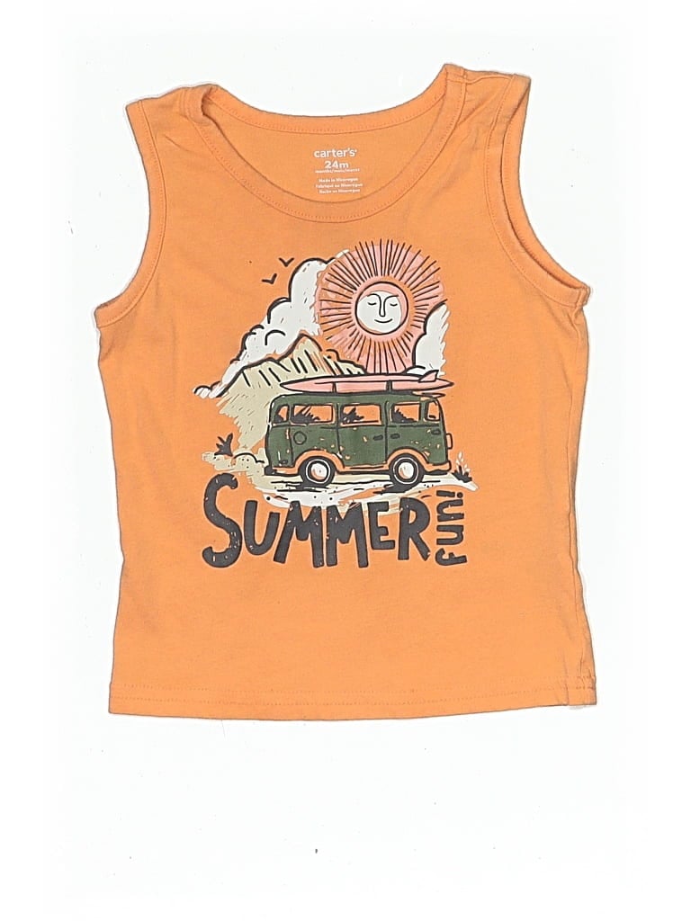 Pre-owned Carter's Kids' Sleeveless T-shirt In Orange