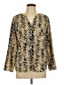 Notations Animal Print Gold Long Sleeve Blouse Size L - photo 1