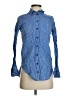 Topshop Stripes Blue Long Sleeve Button-Down Shirt Size 4 - photo 1