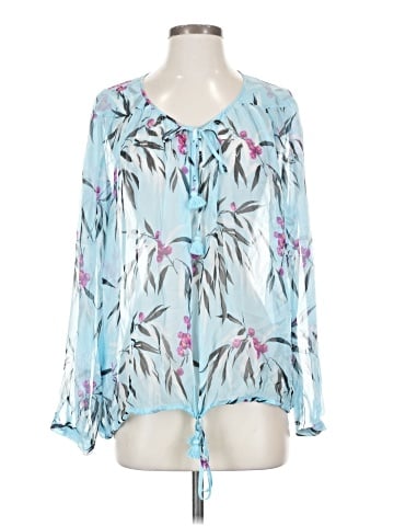 Elizabeth and James Long Sleeve Silk Top (view 1)
