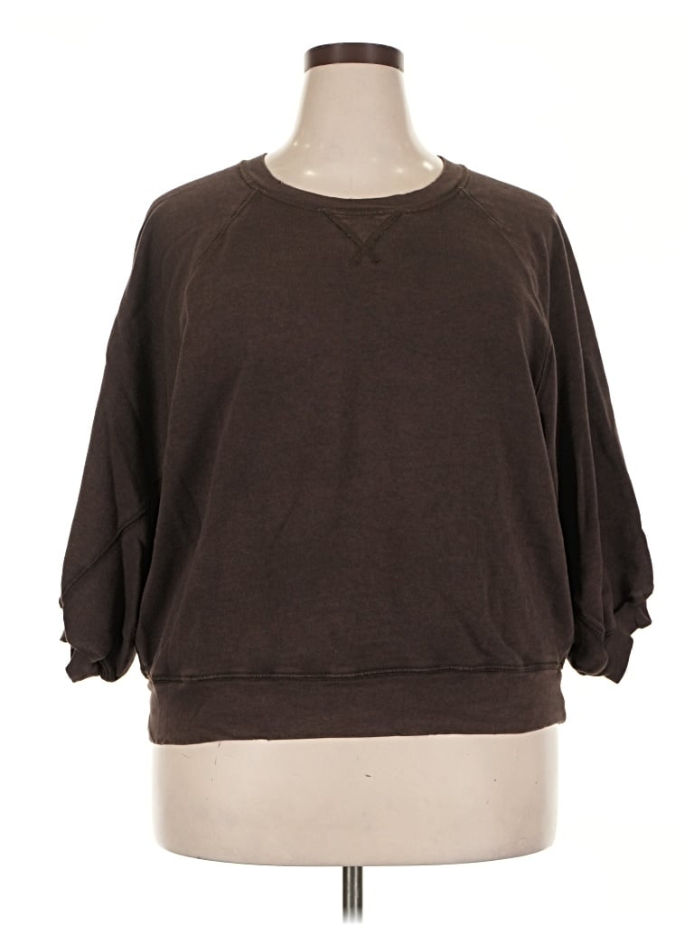 Pre-owned Aerie 3/4 Sleeve T-shirt In Brown