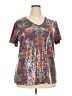 Brina & Em Metallic Silver Short Sleeve Blouse Size 2X - photo 1