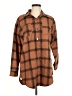 Unbranded 100% Polyester Plaid Brown Long Sleeve Blouse Size M - photo 1