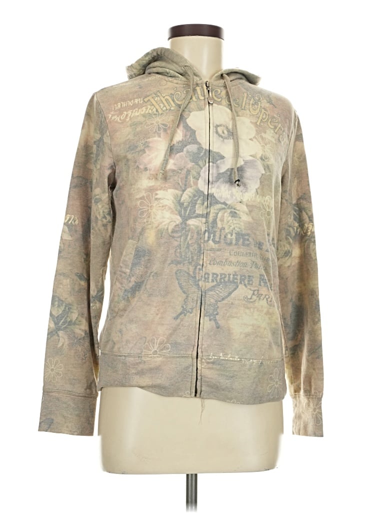 Pre-owned Green Tea Zip Up Hoodie In Gold