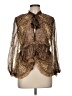Zimmermann 100% Silk Animal Print Brown Long Sleeve Silk Top Size 10 (3) - photo 1
