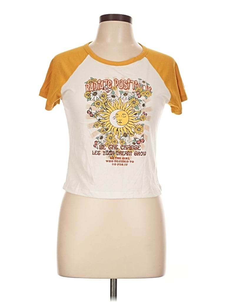 Pre-owned No Comment Short Sleeve T-shirt In Yellow