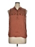 H&M 100% Polyester Brown Button-Down Shirt Size 12 - photo 1