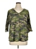 Misia Camo Green 3/4 Sleeve Top Size 1X - photo 1