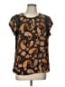 DR2 100% Polyester Paisley Brown Short Sleeve Blouse Size L - photo 1