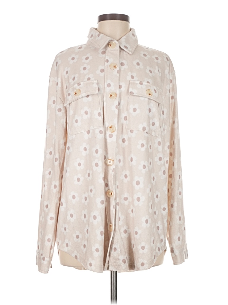 Pre-owned Pink Lily Long Sleeve Blouse In White