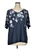 Colleen Lopez Blue Short Sleeve Blouse Size 1X - photo 1
