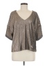 Deletta Metallic Silver 3/4 Sleeve Top Size M - photo 1