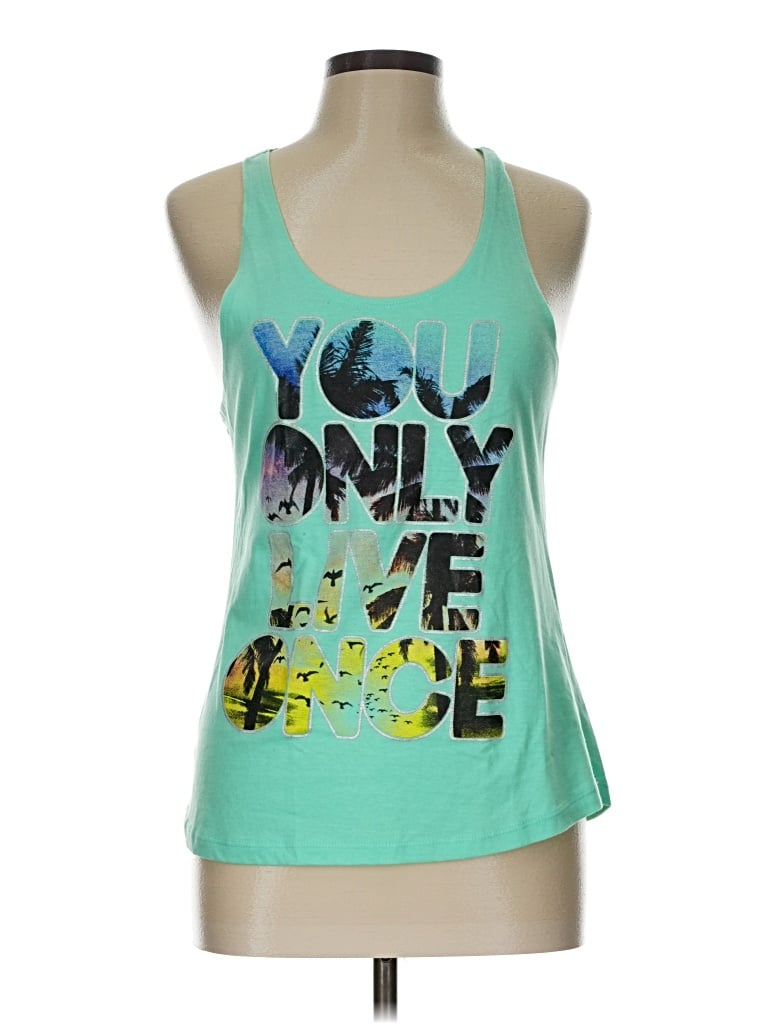 Pre-owned Wet Seal Tank Top Teal Halter Neckline Tops In Blue