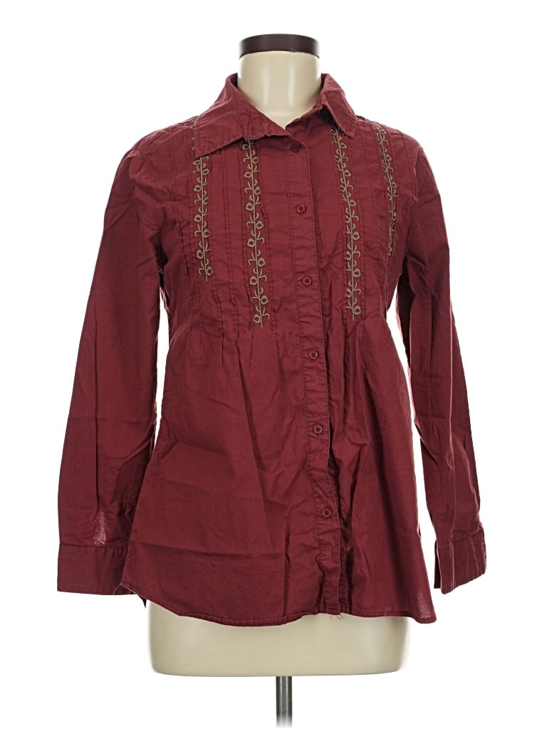 Pre-owned Assorted Brands Long Sleeve Blouse In Burgundy