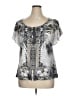 One World 100% Polyester Silver Short Sleeve Blouse Size 1X - photo 1
