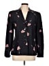 Doncaster Collection 100% Silk Floral Black Blue Silk Blazer Size 12 - photo 1