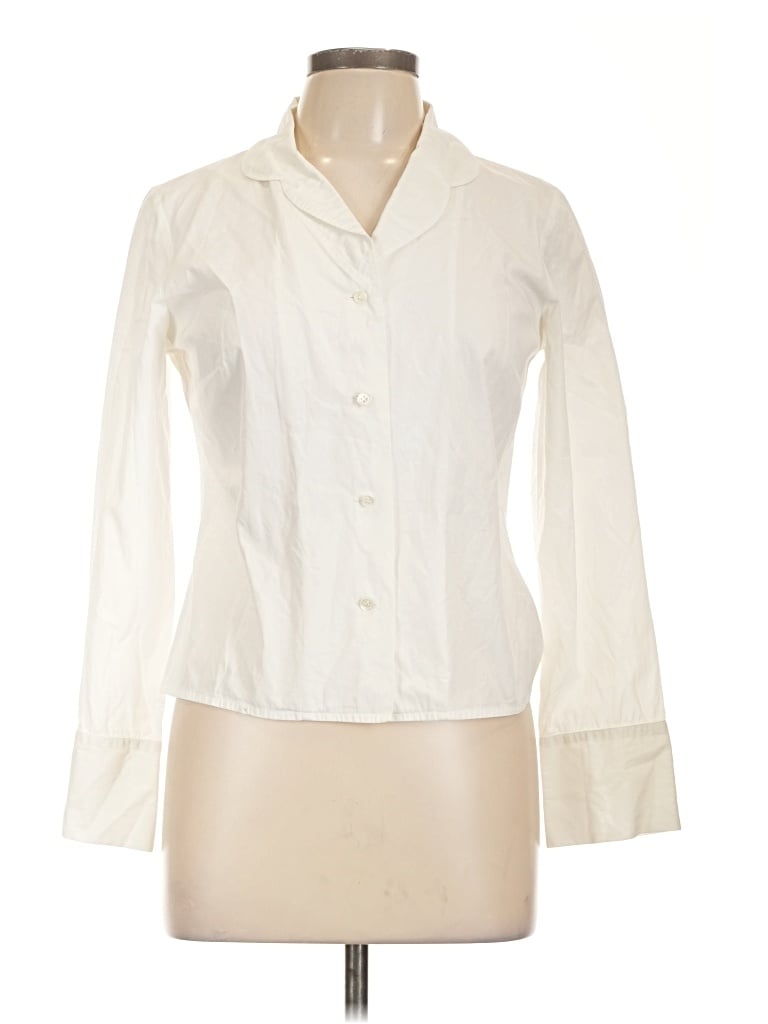 Pre-owned Agnès B. Long Sleeve Polo Shirt In White