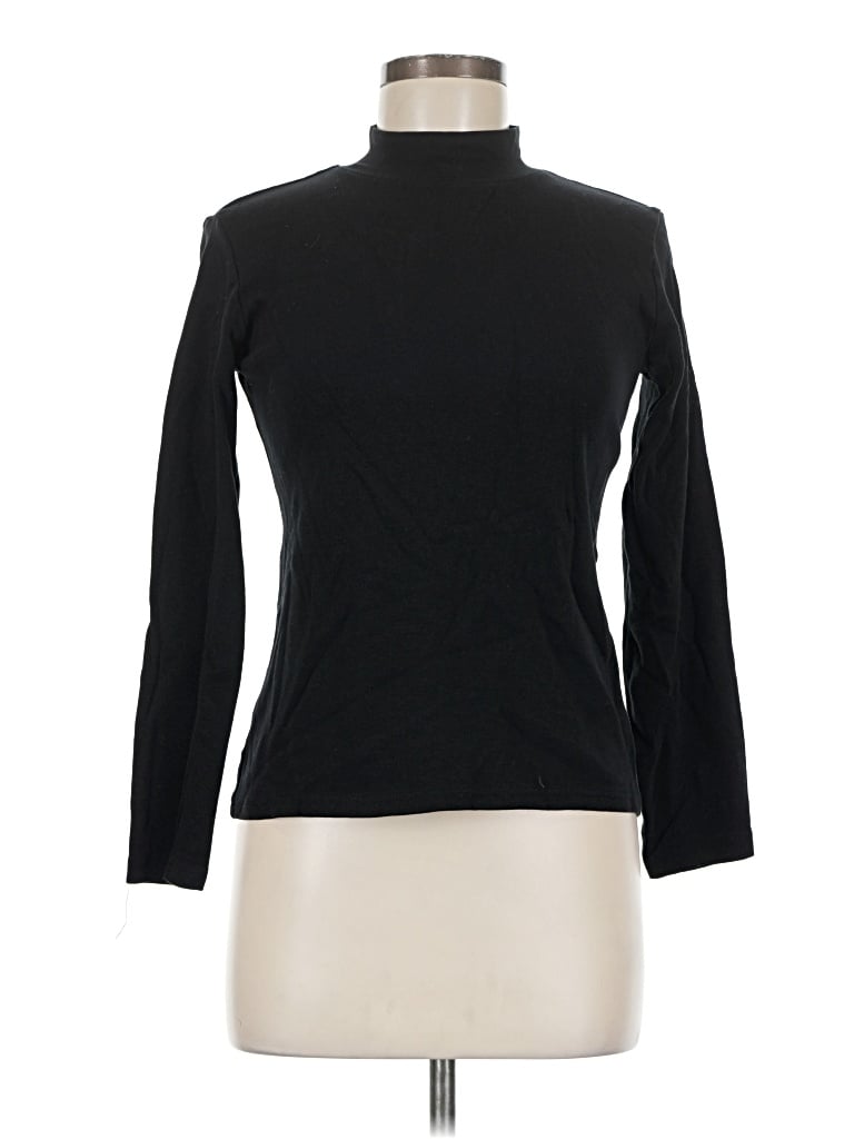 Pre-owned Karen Scott Long Sleeve Turtleneck In Black