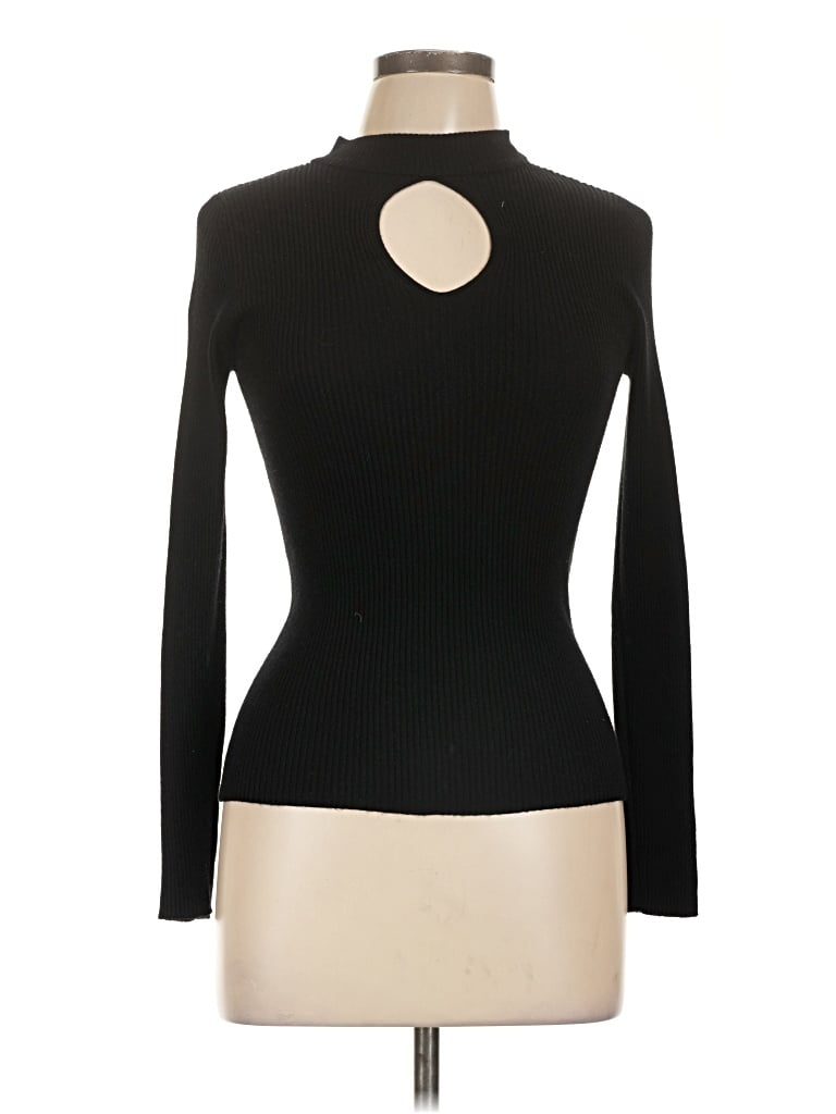 Pre-owned Ambiance Long Sleeve Top Black Turtleneck Tops