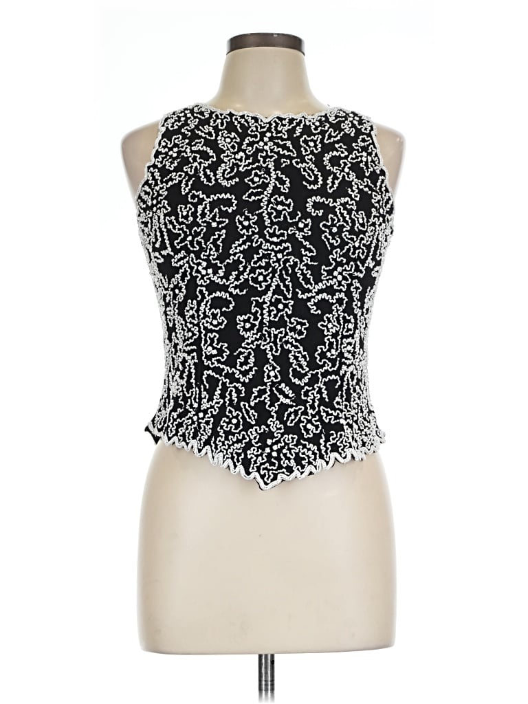 Pre-owned Jkara Sleeveless Blouse In Black