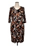 Roaman's Print Brown Casual Dress Size 16W - photo 1