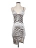 Olive Tree 100% Polyester Metallic Silver Cocktail Dress Size S - photo 1