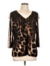 Susan Lawrence 100% Polyester Animal Print Brown 3/4 Sleeve Blouse Size L - photo 1