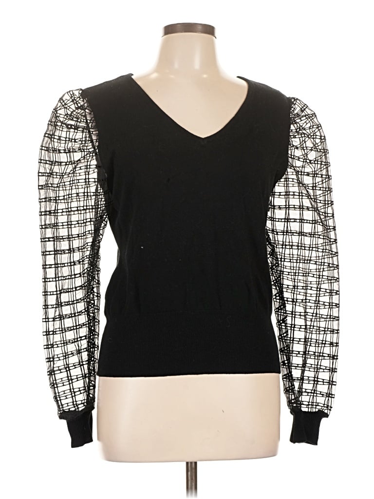 Pre-owned Joseph A Long Sleeve Top Black V-neck Tops