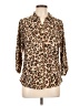 Emily Daniels Animal Print Brown 3/4 Sleeve Blouse Size L - photo 1