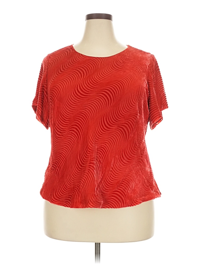 Talbots Short Sleeve Top Red Scoop Neck Tops