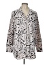 Alfani Animal Print Silver Long Sleeve Blouse Size L - photo 1