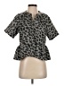 BCBGMAXAZRIA Animal Print Gray Short Sleeve Blouse Size S - photo 1