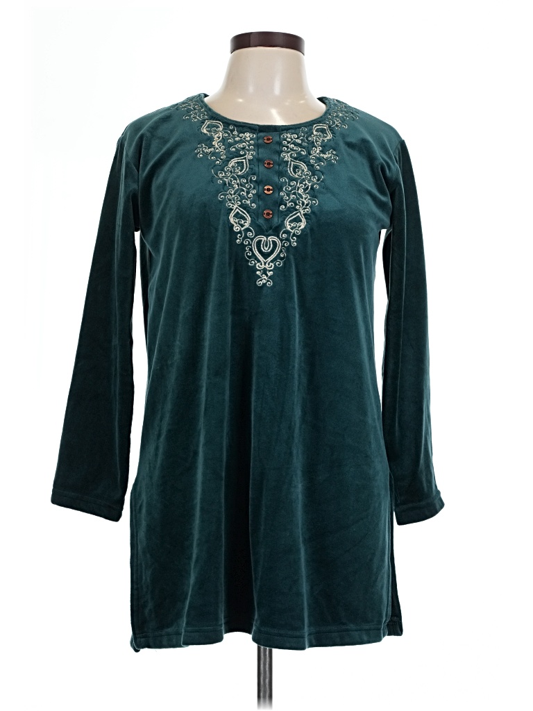 Pre-owned Assorted Brands Long Sleeve Blouse In Teal