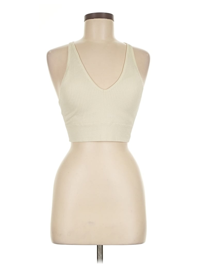 Pre-owned Mng Tank Top Ivory Halter Neckline Tops In White