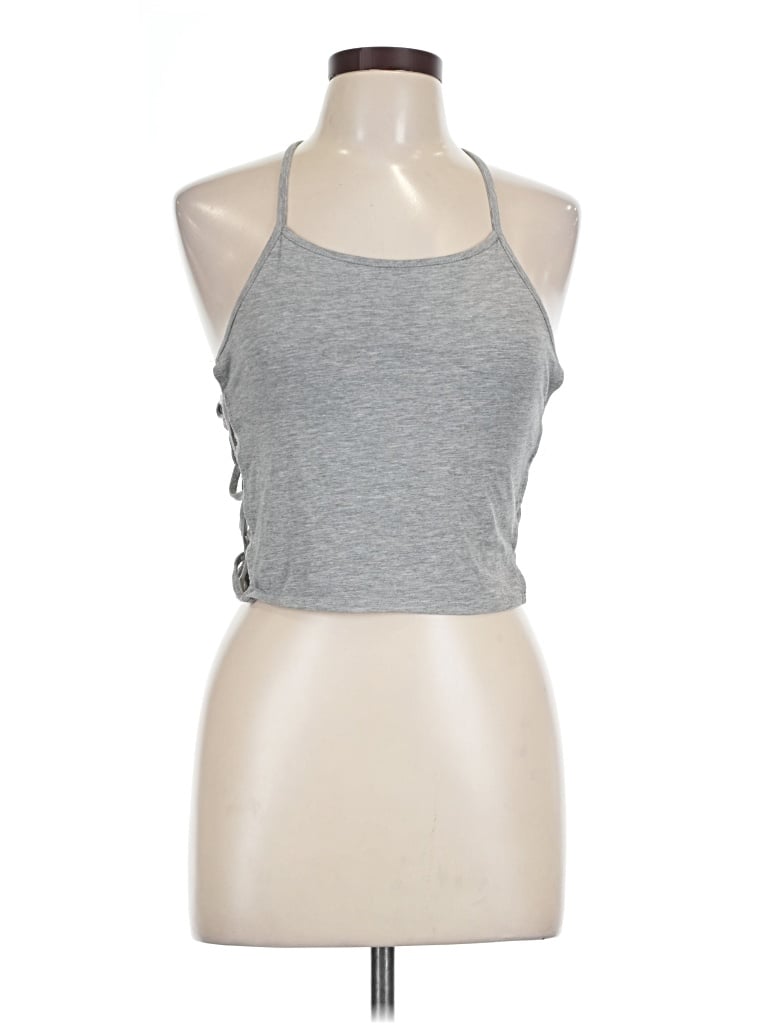 Pre-owned Heart & Hips Sleeveless Top Gray Halter Neckline Tops