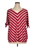 Croft & Barrow Stripes Red Short Sleeve Blouse Size 0X - photo 1
