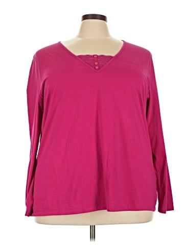 Just My Size Long Sleeve Henley (view 1)