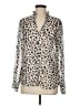 Express 100% Polyester Animal Print Ivory Long Sleeve Blouse Size M - photo 1