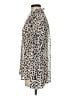 Express 100% Polyester Animal Print Ivory Long Sleeve Blouse Size M - photo 5