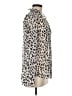 Express 100% Polyester Animal Print Ivory Long Sleeve Blouse Size M - photo 4