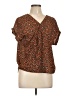 W5 100% Polyester Brown Short Sleeve Blouse Size L - photo 1