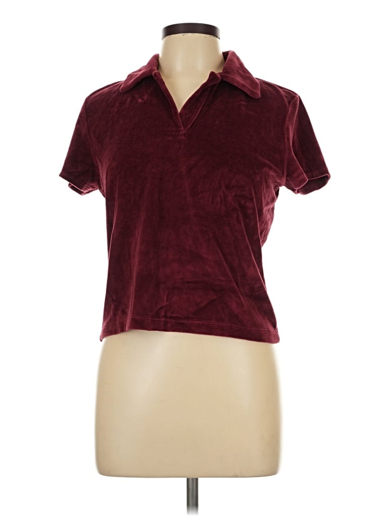 Pre-owned Abercrombie Short Sleeve Top Burgundy Collared Neckline Tops