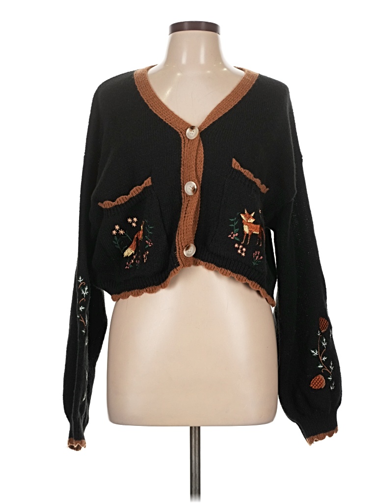 Pre-owned Unbranded Cardigan Sweater In Black