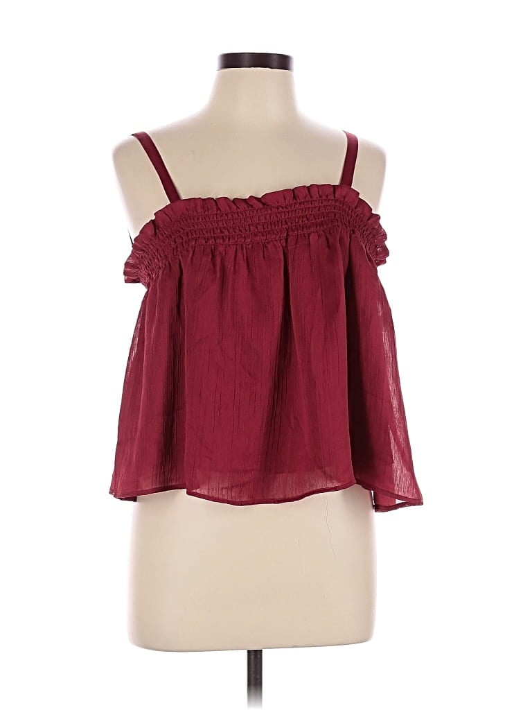 Pre-owned Mng Sleeveless Blouse In Burgundy