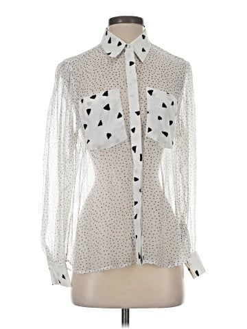 7 For All Mankind Long Sleeve Silk Top (view 1)