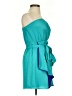 Express 100% Polyester Color Block Teal Cocktail Dress Size 2 - photo 4