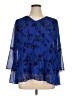 C established 1946 100% Polyester Blue 3/4 Sleeve Blouse Size XL - photo 1