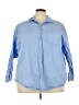Old Navy 100% Cotton Blue 3/4 Sleeve Button-Down Shirt Size XXL - photo 1